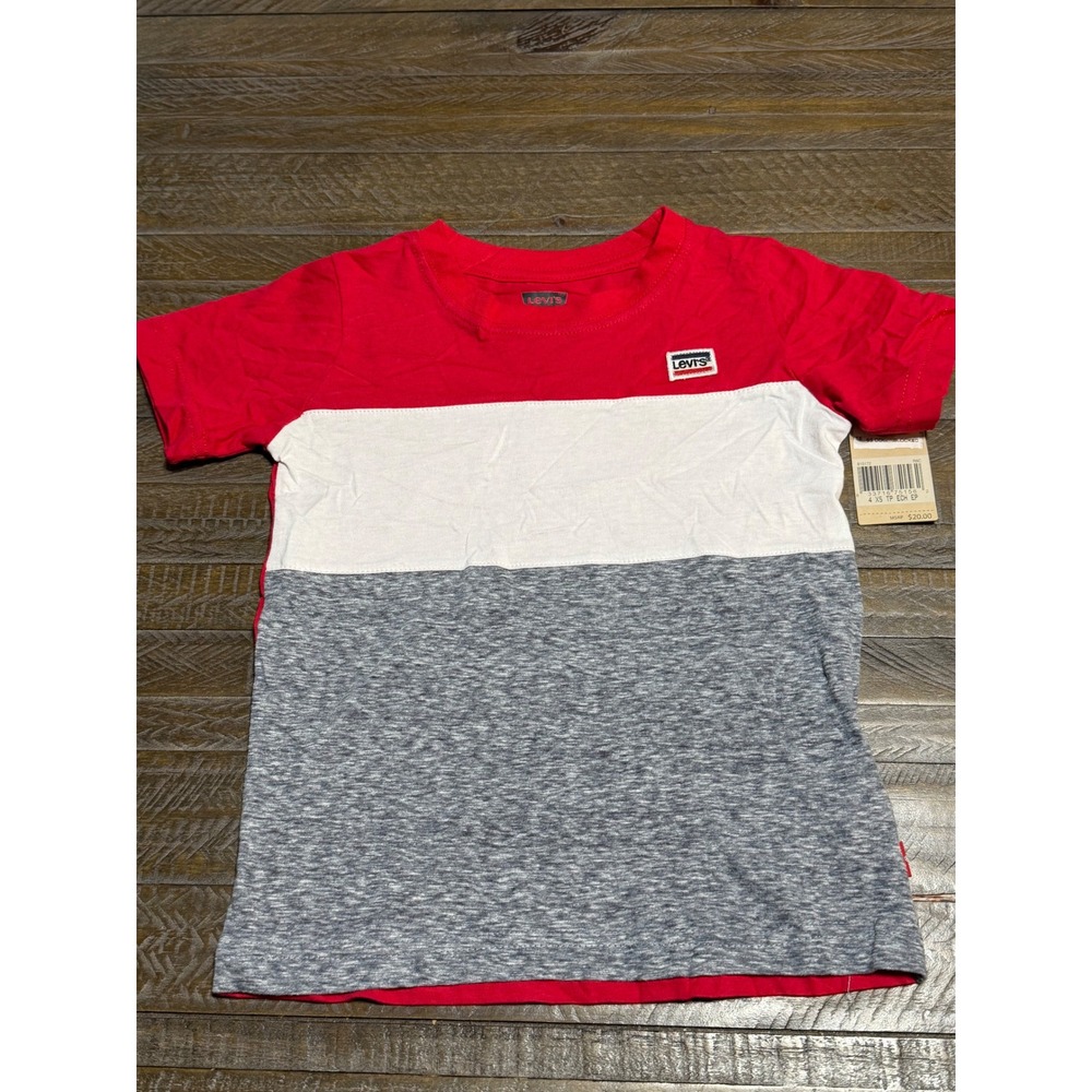 Levis T-Shirt Kids X-S, 3-4 Years Old Red White Grey NWT Short Sleeve Tee